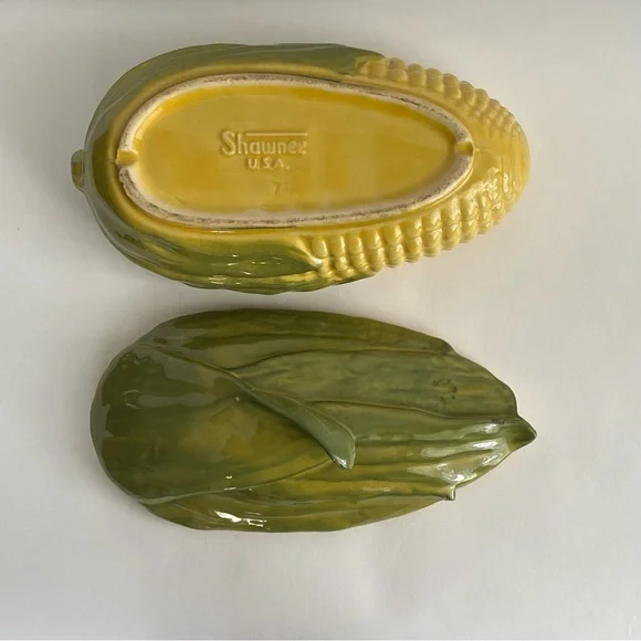 Shawnee USA Corn King Vintage Green and Yellow Corn Shaped Ceramic Dish 74 - Picture 9 of 10